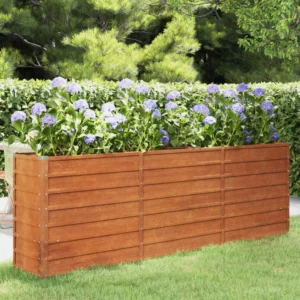 Raised Corten Steel Planter Rusty 240 x 40 x 77 cm