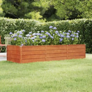 Raised Corten Steel Planter Rusty 240 x 80 x 45 cm